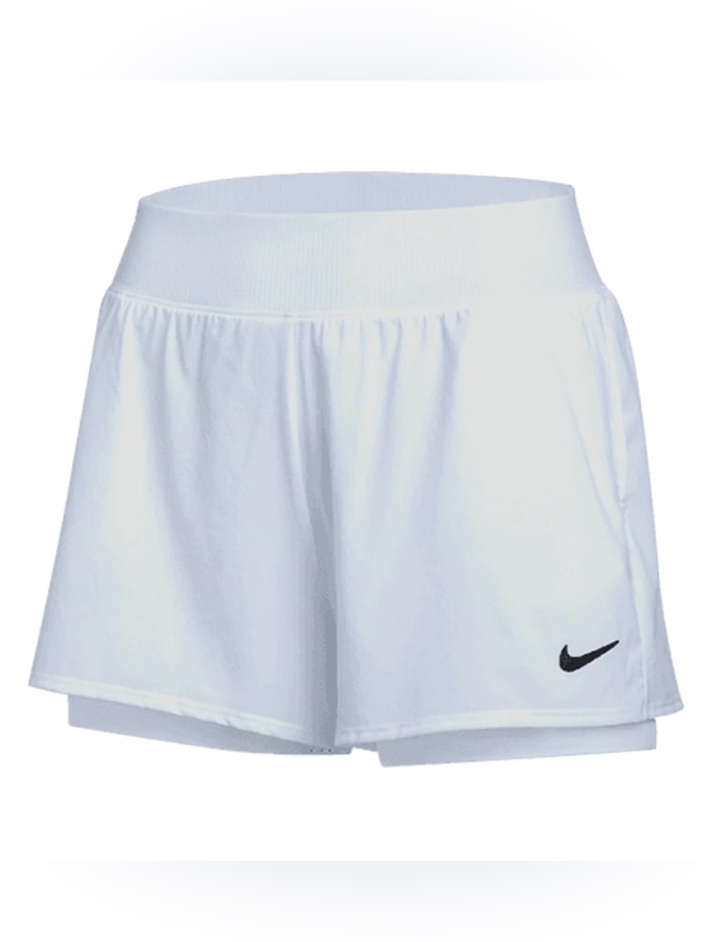 Nike Women’s Court Victory Flex Slim Fit White Short w. Black Swoosh - Size XS